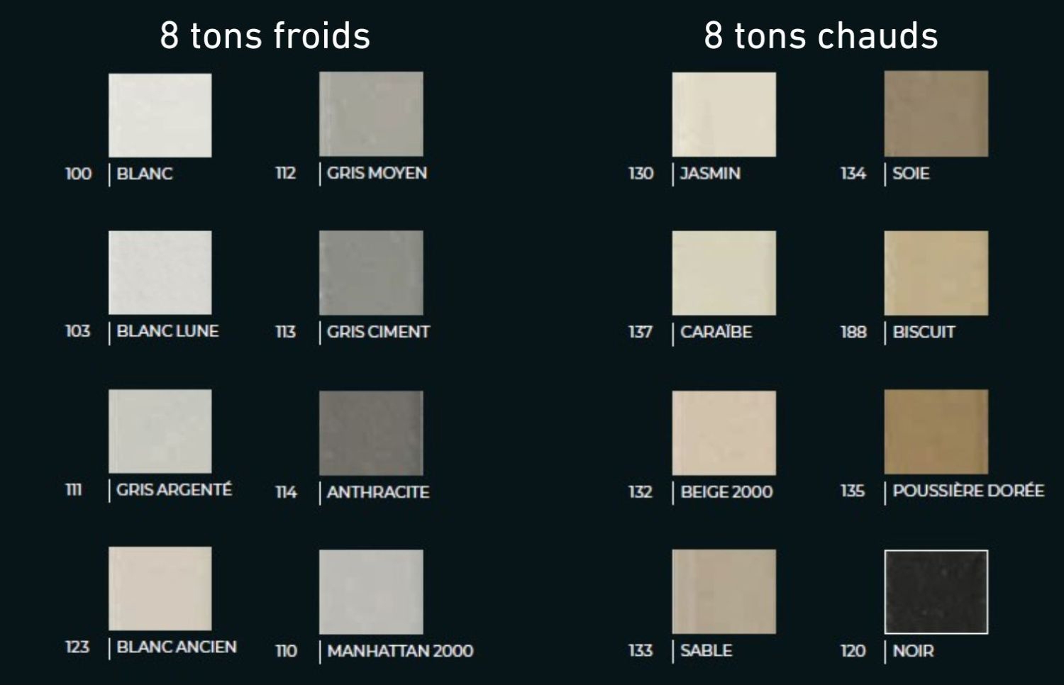16 finitions coordonnées