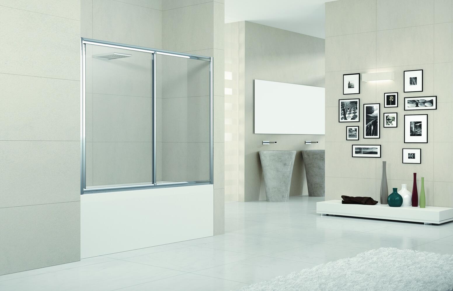 AURORA 2PV4 - Paroi de baignoire réversible 1 porte coulissante et 1 fixe en alignement