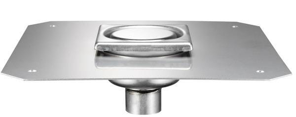SIPHINOX® AVEC REPRISE D'ETANCHEITE - Siphon inox 100x100 à sortie 40