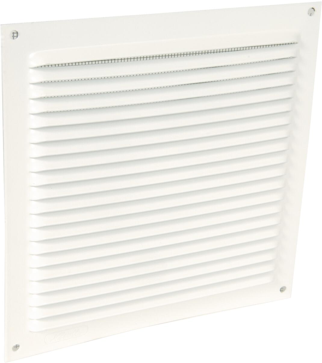 GRILLE D'AERATION A VISSER - En aluminium laqué blanc - persiennes - avec moustiquaire (en vrac)