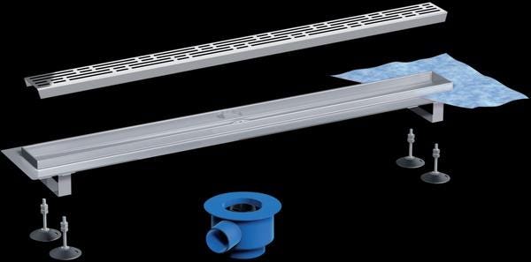 DRAINLINE - Rigole d'évacuation avec manchette d'étanchéité pour système d'évacuation de douche à l'italienne