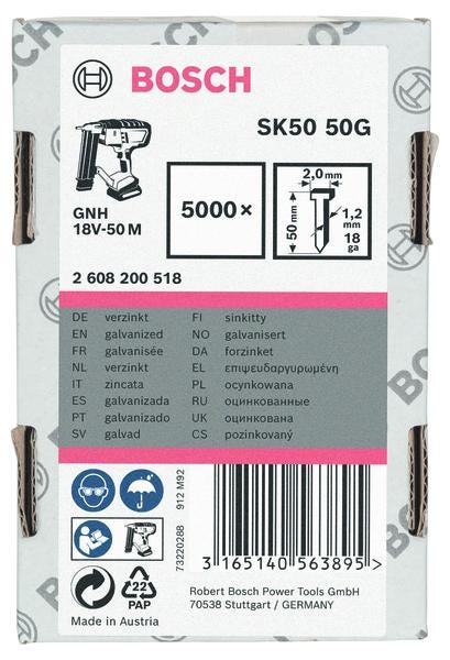 MINI CLOUS 5000 TH 18G 1,2X50 GALV 2608200518 BOSCH ELECTROPORTATIF  [2608200518]