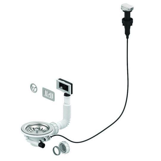 BONDE - Inox-Plastique ø 114 mm - Pour évier inox grès perçage ø 90 mm