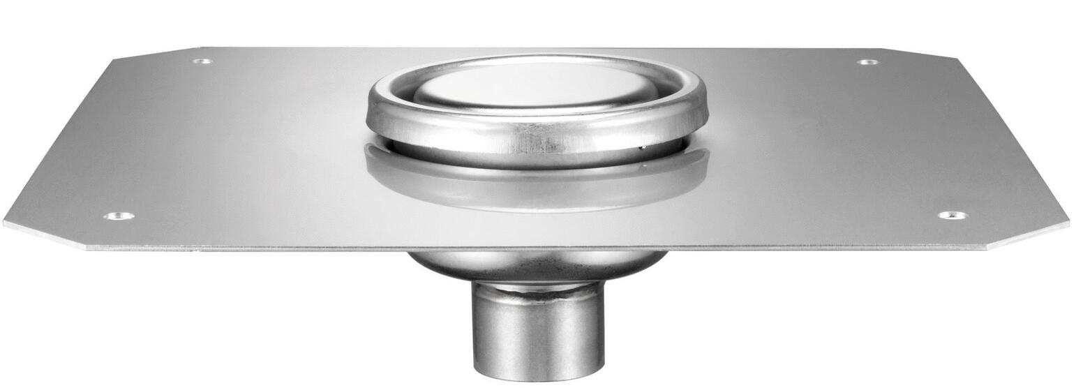 SIPHINOX® AVEC REPRISE D'ETANCHEITE - Siphon inox 100x100 à sortie 40