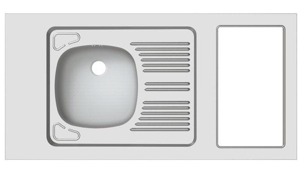 EVIER CUISINETTE PMR EN INOX 18/10 LISSE, 1 B MODERNA FRANCE  [CPBH120A20]