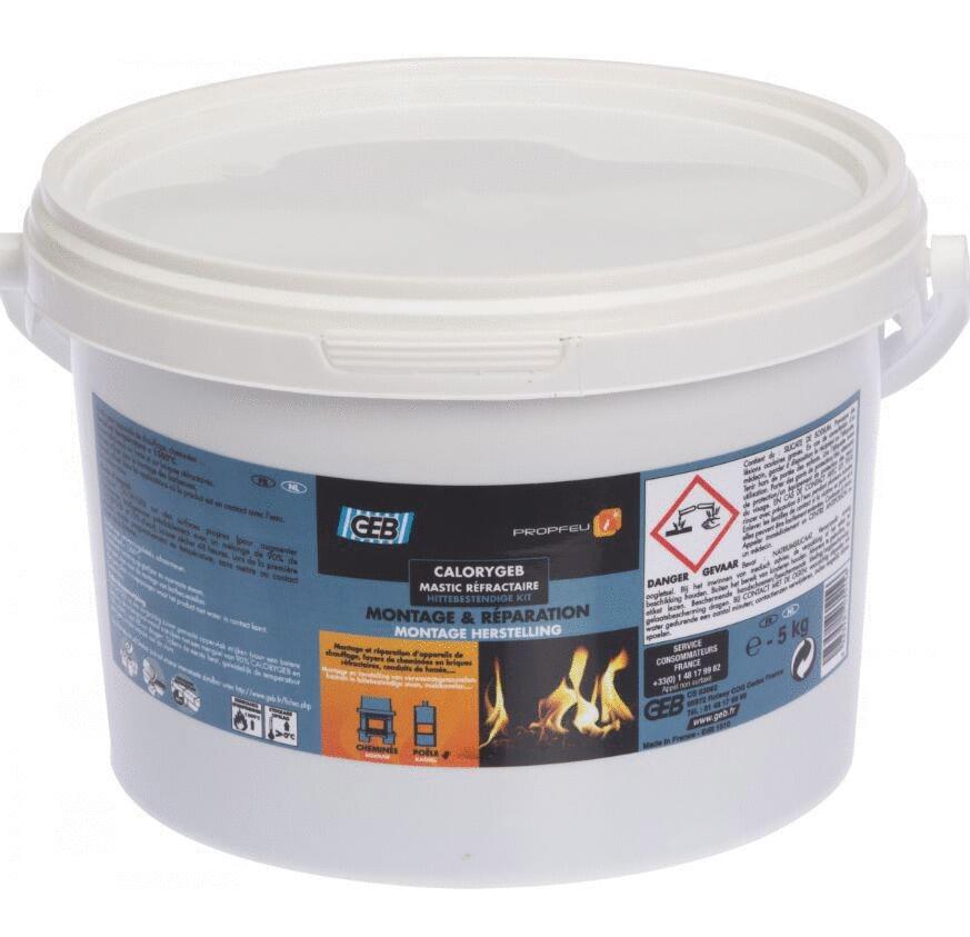 CALORYGEB - Mastic réfractaire pour appareils de chauffage et foyers de cheminée (jusqu'à 1300°C)
