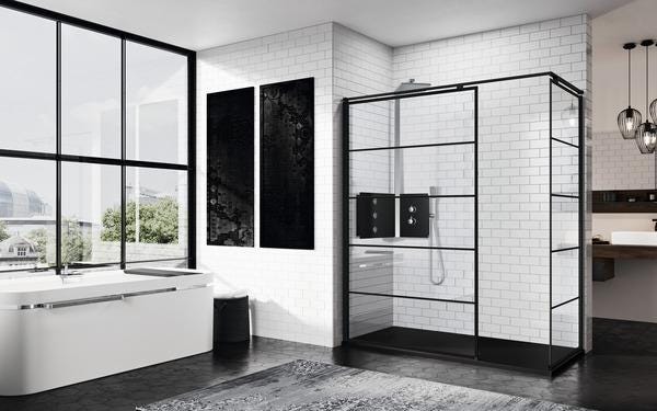 PAROI FIXE 117-120 STRIPES NOIR  KUADH120-82H NOVELLINI FRANCE  [KUADH120-82H]