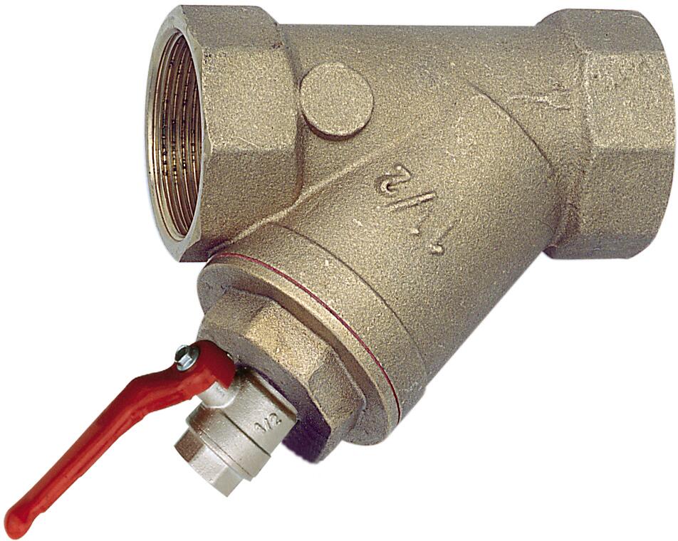 FILTRE A TAMIS - FF taraudé - Pour disconnecteur BA - Corps laiton - Tamis acier inox - Robinet de rinçage 1/4" laiton PN 16