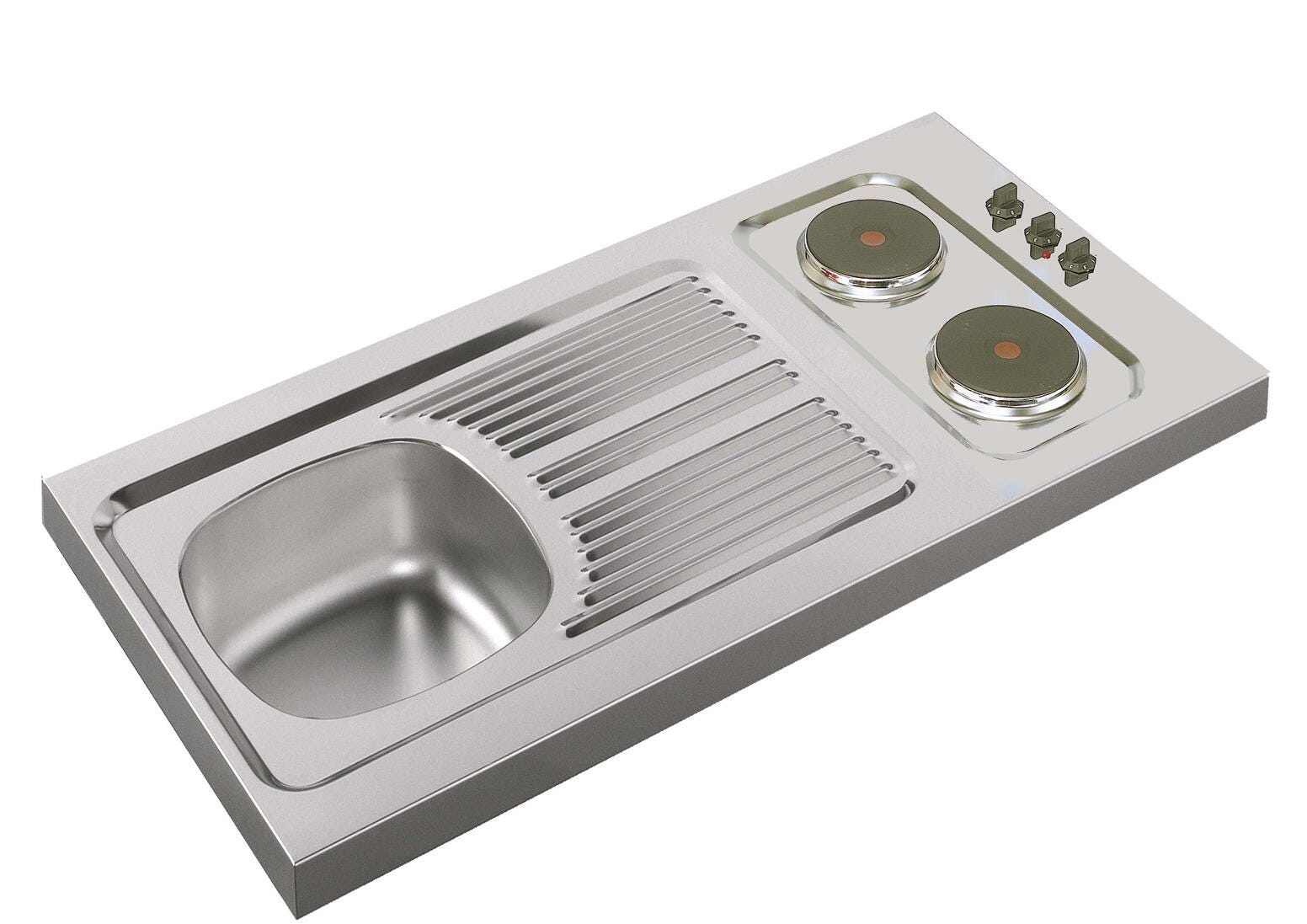 EVIER A POSER REVERSIBLE POUR CUISINETTE - Avec plaque électrique - Inox