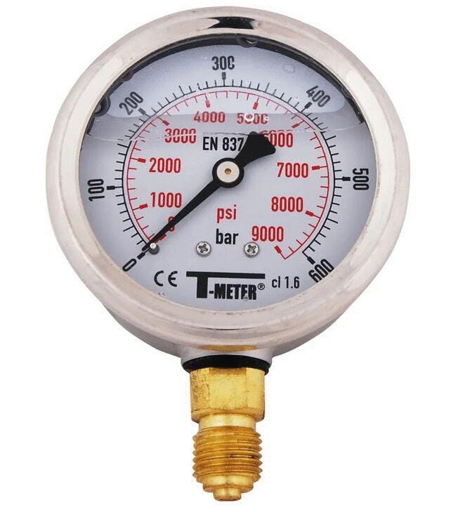 MANOMETRE - A bain de glycérine - Industriel - Boitier Inox  - Radial