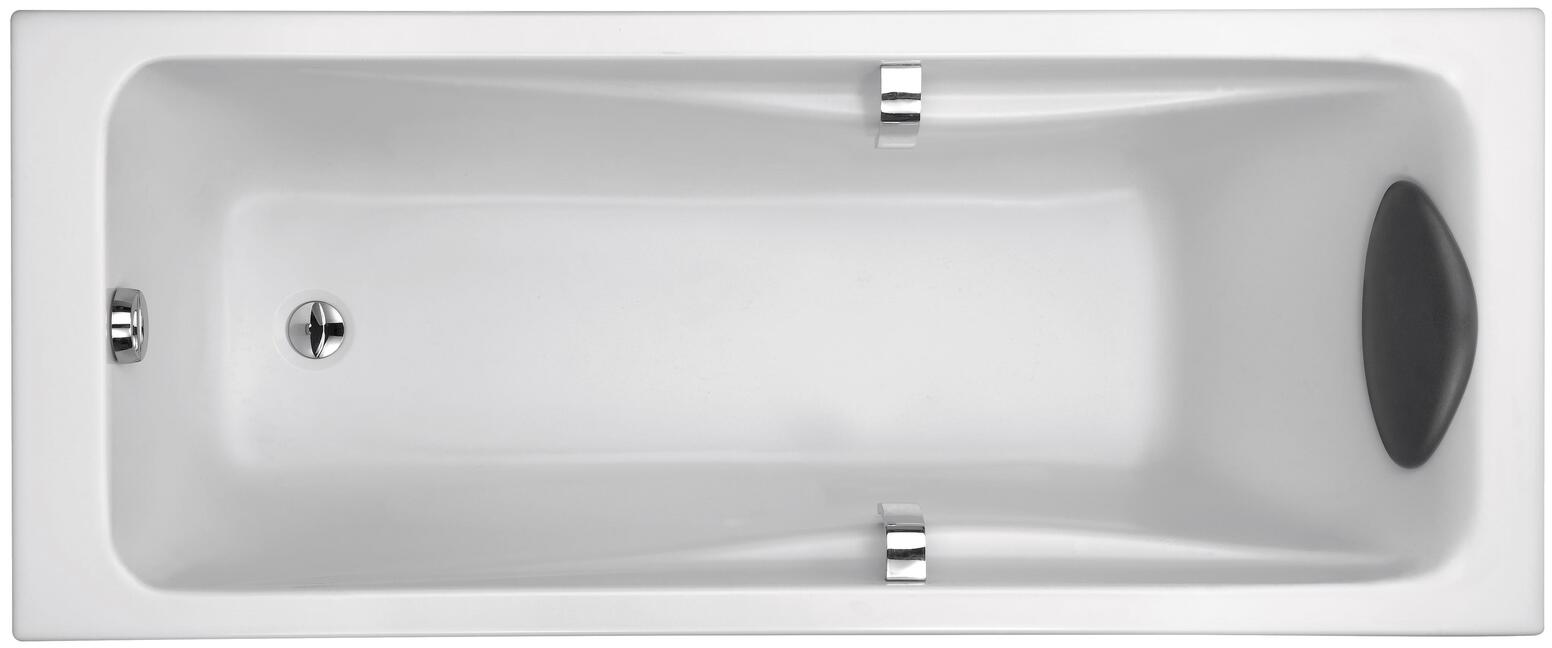 ODEON UP - Baignoire rectangulaire avec pieds réglables,coussin noir et poignées chromées inclus
