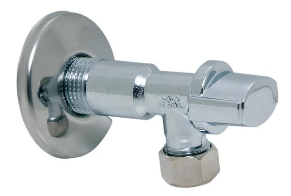 ROBINET D'ARRET - Mâle/A bicone - Robinet d'isolement pour installation encastrée - Avec rosace