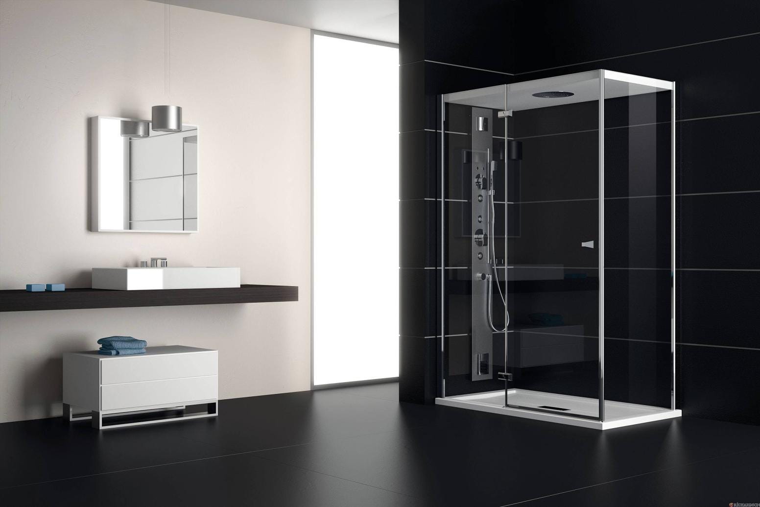 CHAPEAU - Cabine de douche rectangulaire avec hammam - Epaisseur du verre : 6 mm