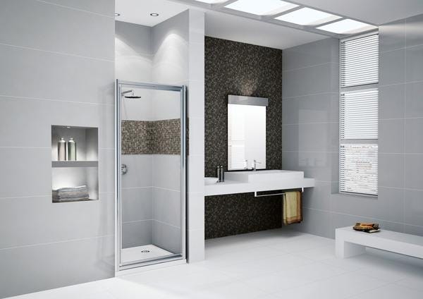 NEW STAR G - Porte pivotante réversible en verre de sûreté trempé 3mm - Hauteur : 185 cm