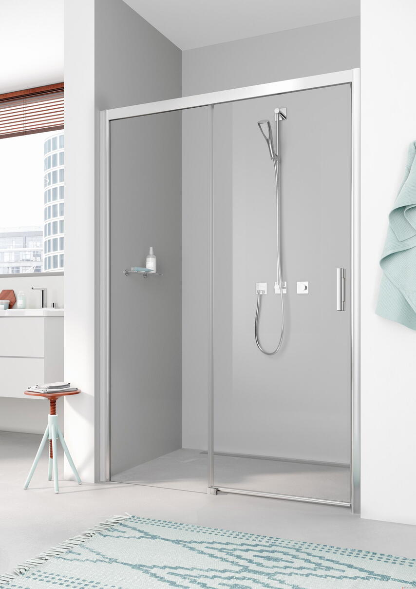 PEGA - Porte coulissante 2 éléments dont 1 fixe - Verre ep.6 mm