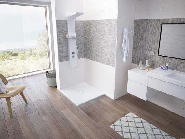 KINESURF PIETRA - Receveur carré extra-plat à poser ou encastrer
