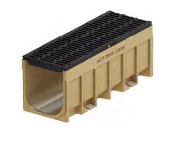 CANIVEAUX - S300 avec grilles fonte montées, avec pente, 1000mm