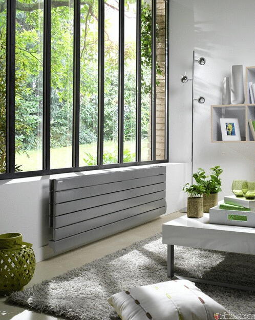 FASSANE PREMIUM HORIZONTAL - THXD - Double - Radiateur électrique à fluide hydractif - Tubes émetteurs plats verticaux - Acier