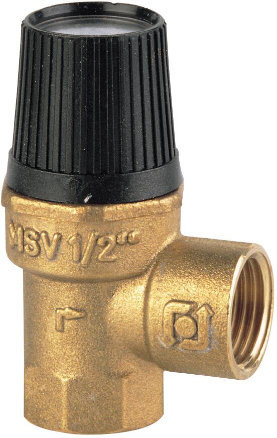 SOUPAPE DE SURETE - FF - Soupape chauffage à membrane sans manomètre (mais avec prise manomètre 1/4") - Corps laiton - Température 140°C