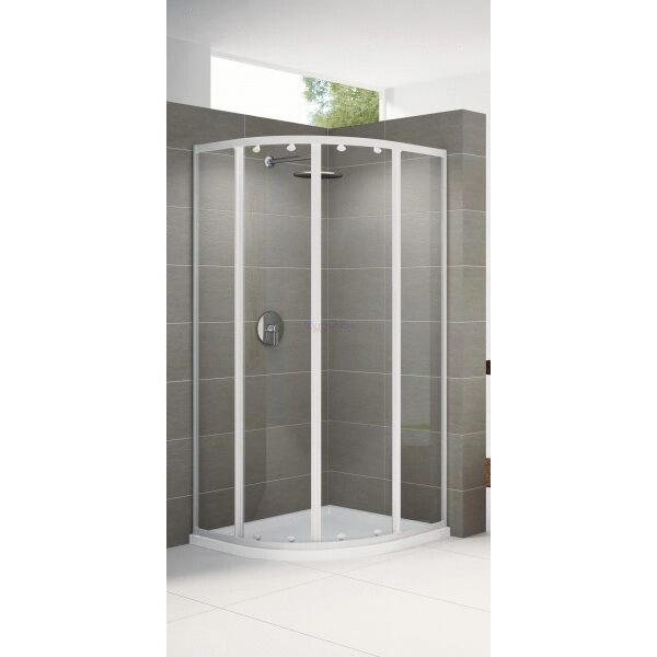 RIVIERA R - Paroi quart de rond à 4 panneaux : 2 coulissants + 2 fixes - Hauteur 185 cm - Ep. du verre : 3 mm