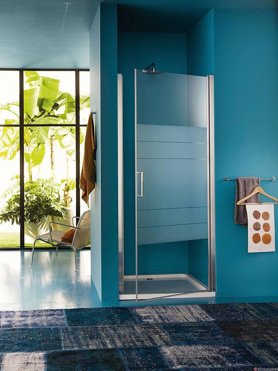 CLAIRE DESIGN - Porte battante réversible (ouverture par articulation à came intégrée) - Hauteur : 195 cm - Ep. du verre : 6 mm