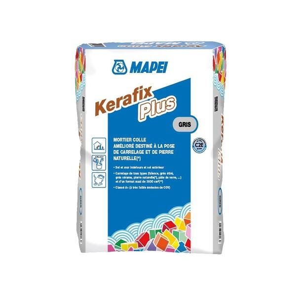 KERAFIX PLUS - Mortier colle HP, sans glissement vertical et à temps ouvert long, bénéficiant de la technologie Low Dust pour la pose de carrelage en sols et murs