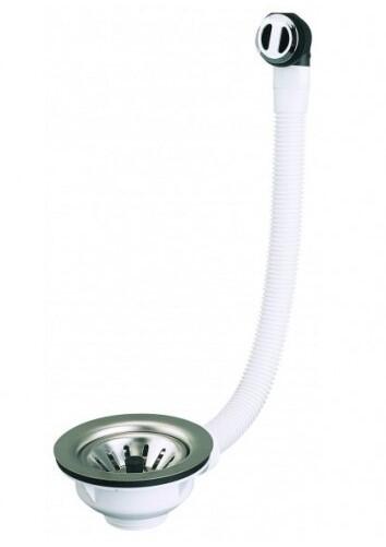 BONDE - A panier - Inox-Plastique ø 114 mm - Pour évier de synthèse perçage ø 90 mm