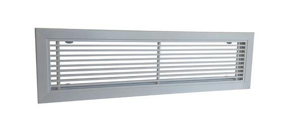 GRILLE LINEAIRE - Grille linéaire porte-filtre barres frontales fixex alu laqué blanc