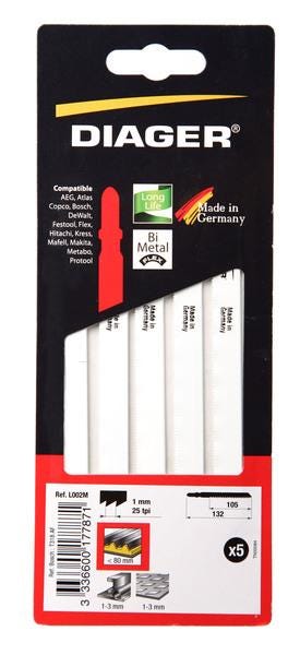 LAME SCIE SAUTEUSE LG 132MM MATX   -5- L002M5 DIAGER FRANCE  [L002M5]