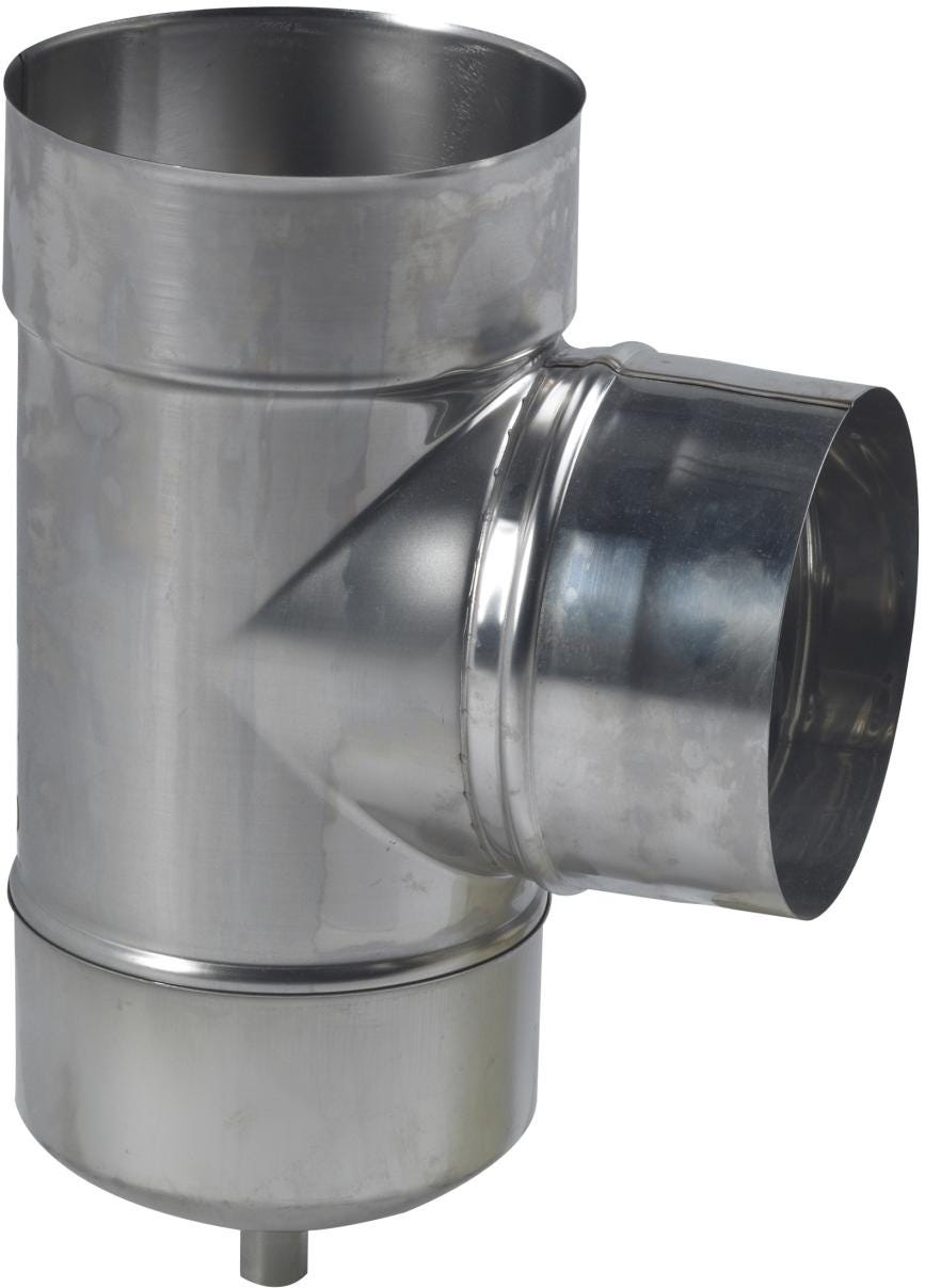 ACCESSOIRES TUBAGE FLEXIBLE - Té de tubage + purge - Inox 304