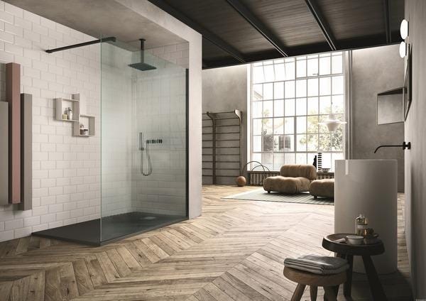 SERIE SK-WALK-IN - Paroi fixe avec barre de renfort