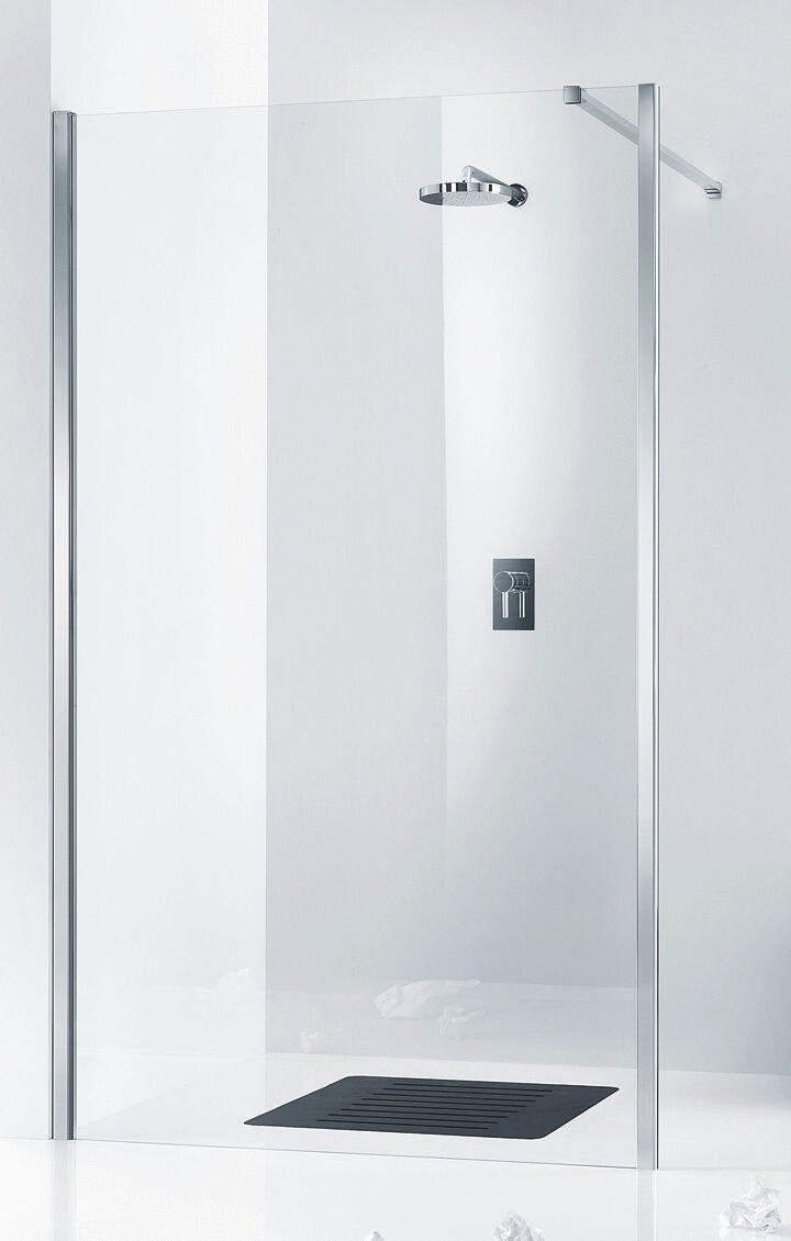 PRAIA 1000 - Douche ouverte en angle avec 2 parois fixes - Installation réversible - Hauteur : 195 cm - Ep. du verre : 6 mm