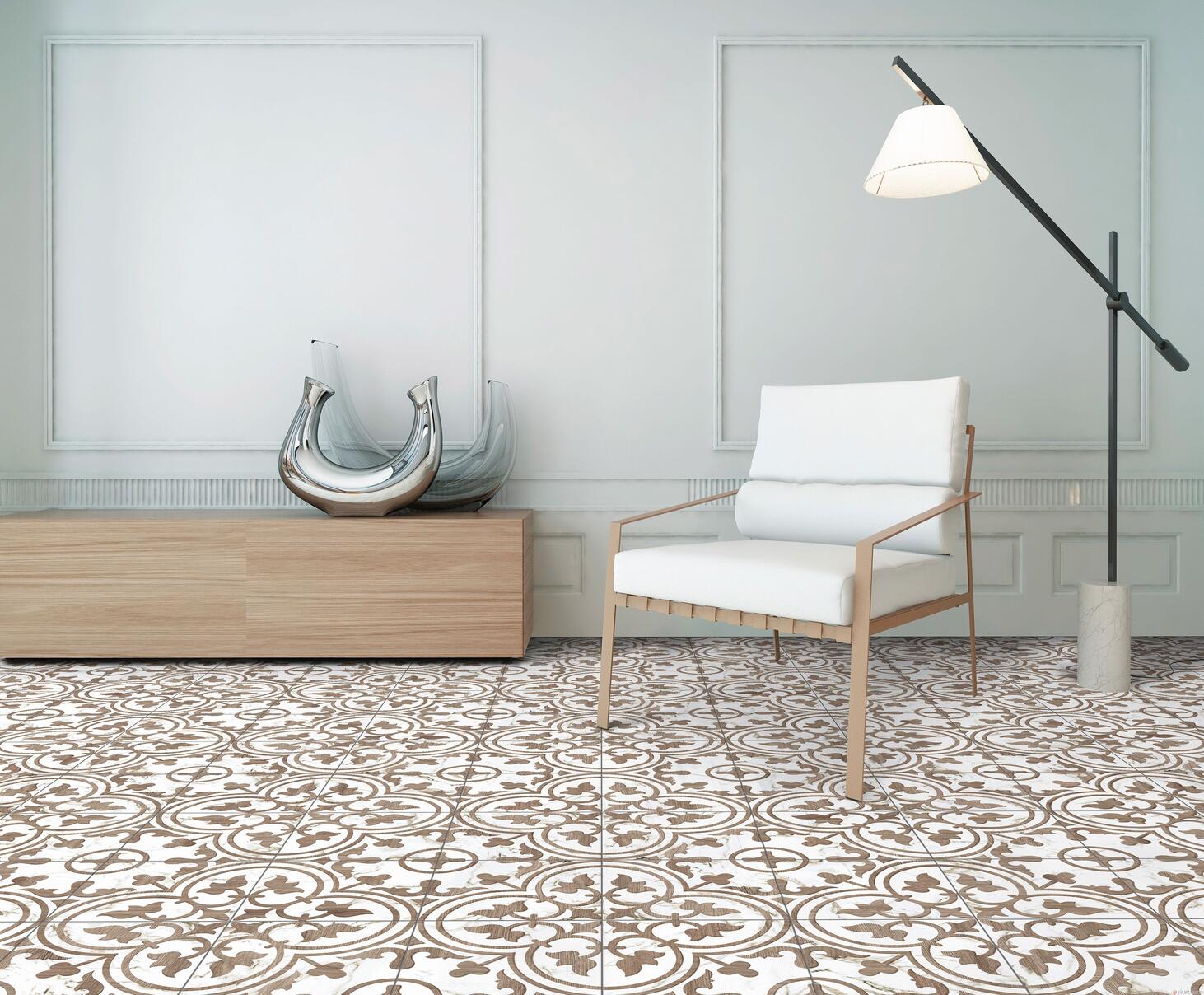 ART DUE MARBRE - Grés cérame émaillé au design alliant bois et marbre