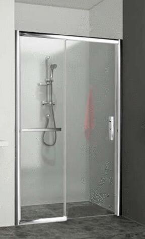 EQUI - Porte coulissante (partie fixe sur la gauche), sans seuil avec baguette d'étanchéité et porte-serviettes - Hauteur : 200 cm - Ep. du verre : 6 mm