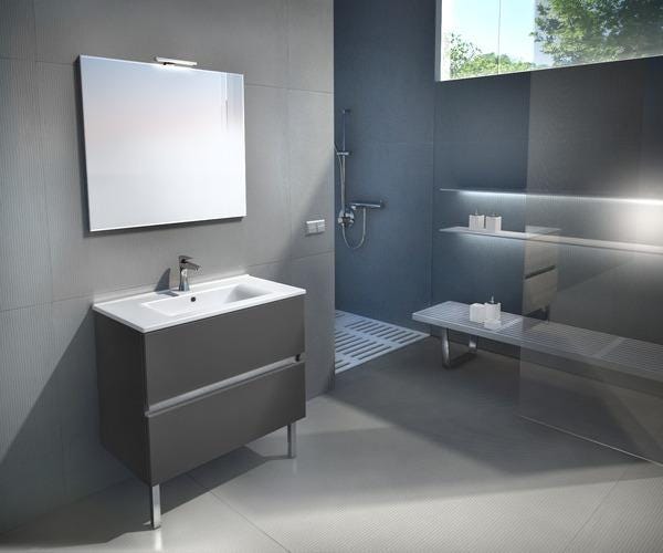 EXCLUSIVITES RICHARDSON PAR GBGROUP - Meuble tiroirs sous-vasque et miroir deco avec applique LED - Ensemble