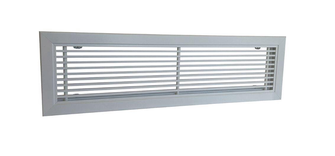 GRILLE LINEAIRE - Grille linéaire porte-filtre barres frontales fixex alu laqué blanc