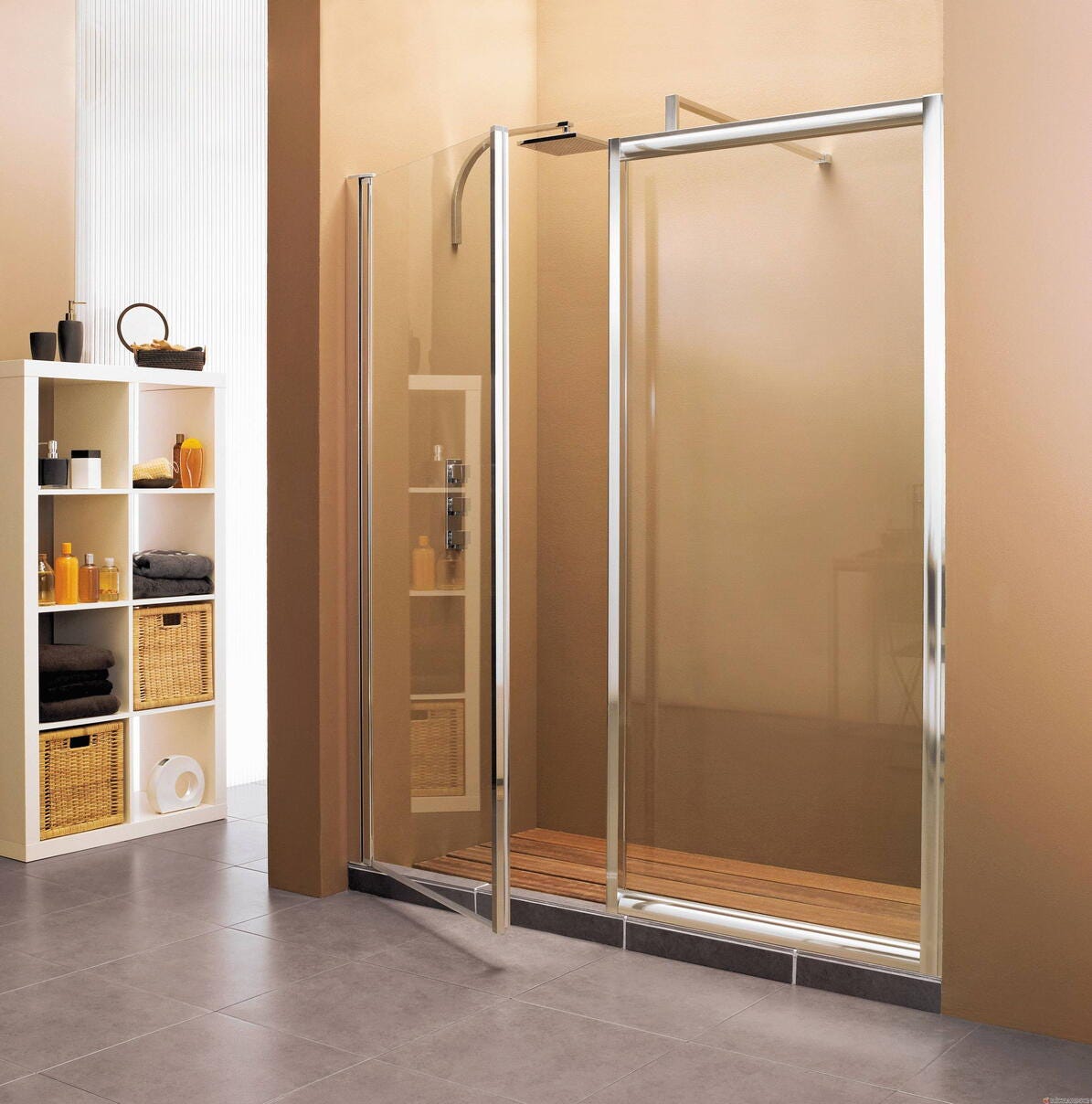 BORA FIDJI - Porte pivotante 70 cm 1 volet et paroi fixe 45 cm