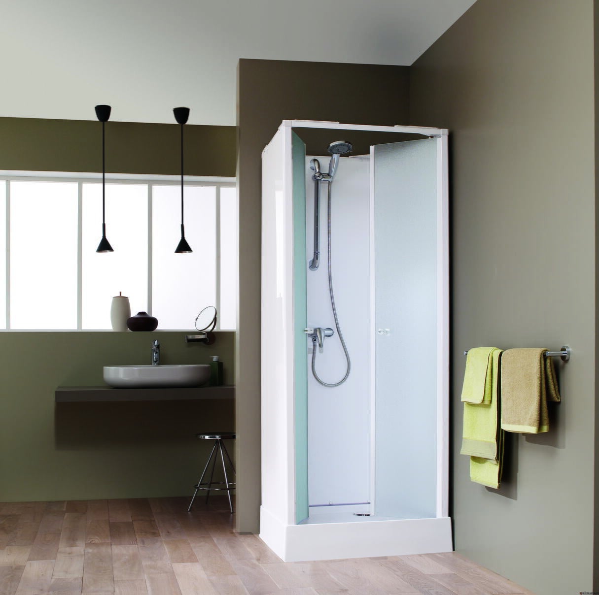 SURF 4 - Carré - Cabine de douche avec portes battantes à ouverture intérieure - Ep. du verre : 4 mm