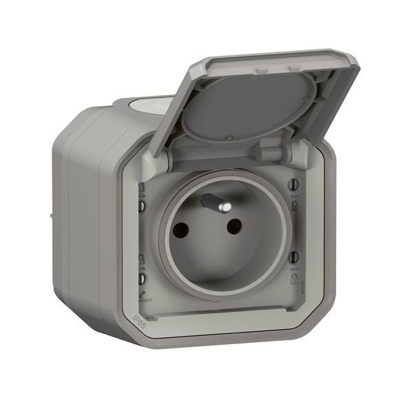 PRISE DE COURANT 2P+T ETANCHE PLEXO 16A 250V IP55 - IK08 livrée complète pour fixation saillie