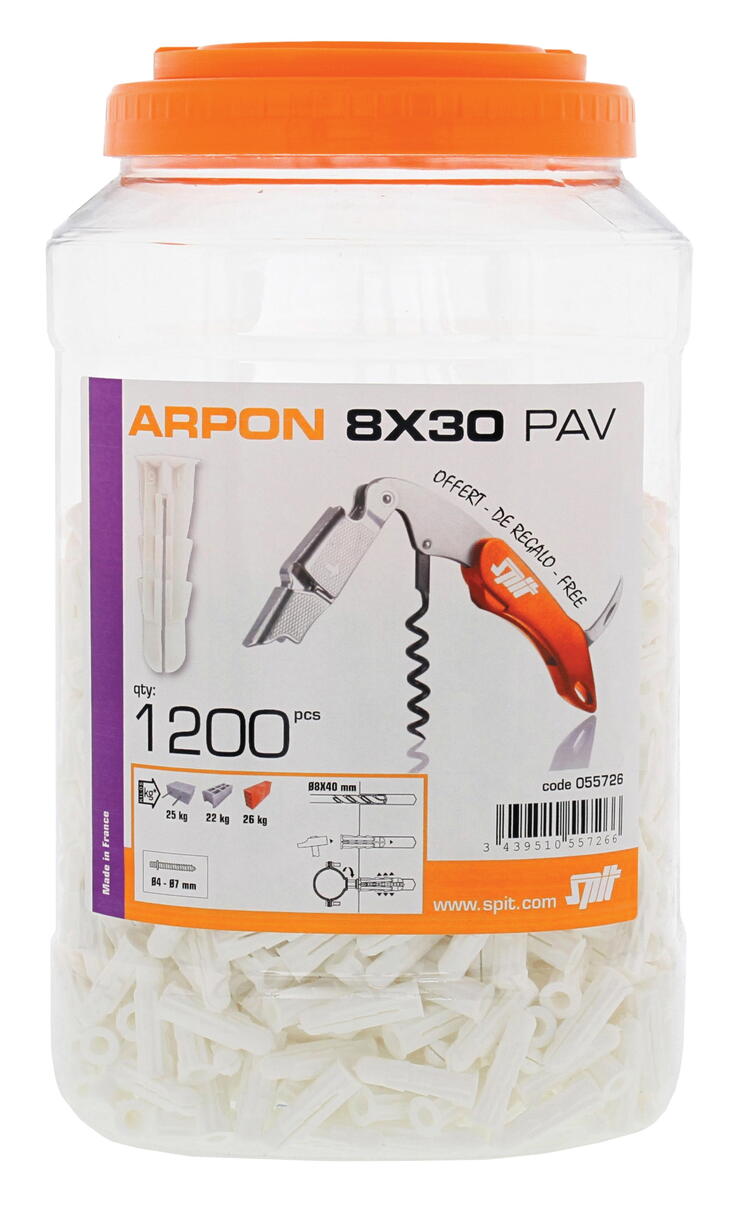 CHEVILLE PLASTIQUE - Arpon - Cheville spéciale matériaux creux, polypropylène