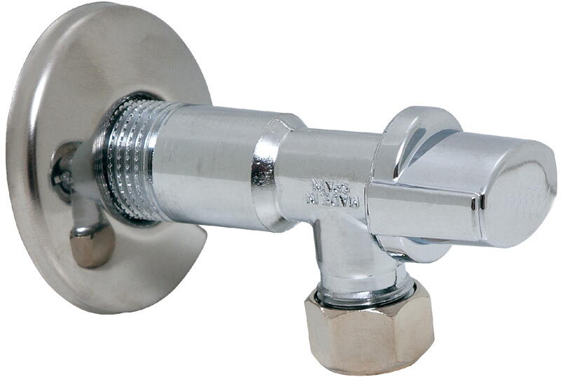 ROBINET D'ARRET - Mâle/A bicone - Robinet d'isolement pour installation encastrée - Avec rosace