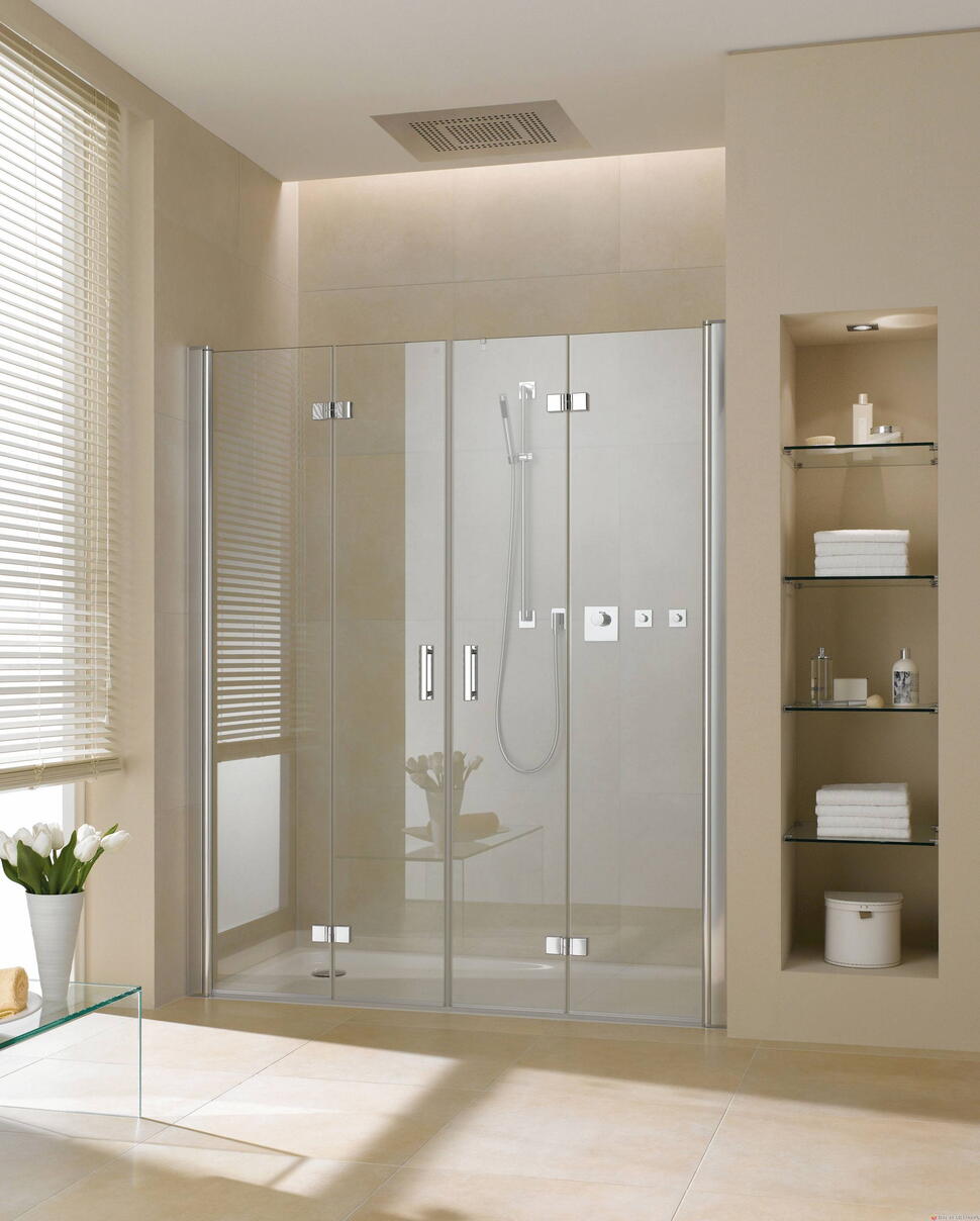 DIGA - Porte 2 battants repliables - Hauteur : 185 cm - Epaisseur du verre : 6 mm
