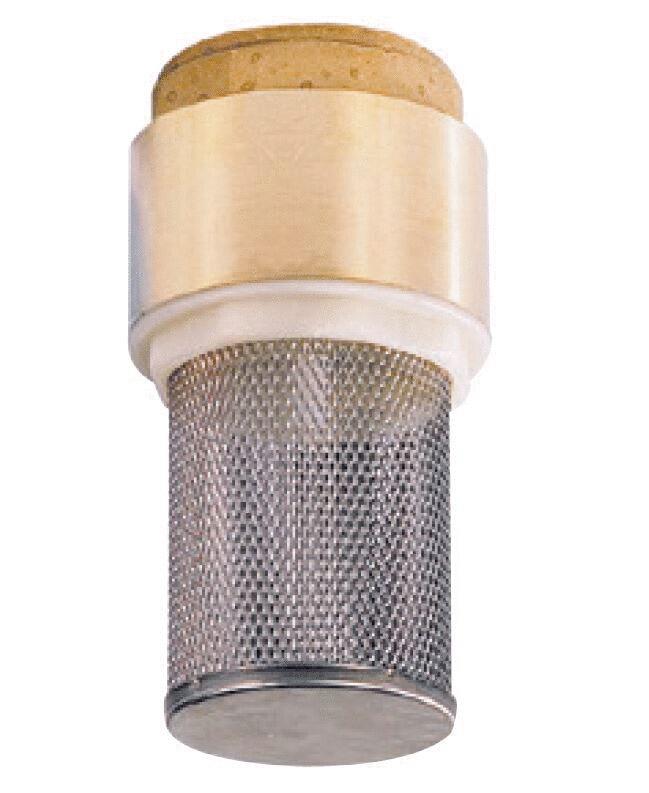 CLAPET CREPINE - CLAPET DE PIED - Femelle - Corps lation - Crépine acier inox - Obturateur nylon - Joint NBR - Montage vertical