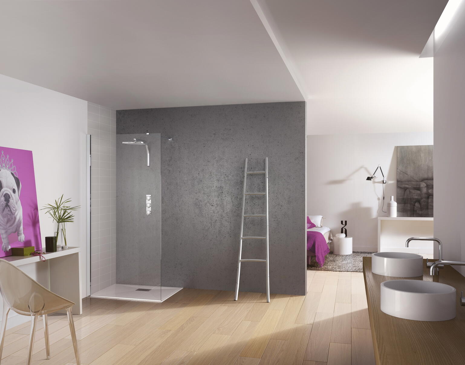 KINESPACE SOLO - Paroi simple pour un espace douche ouvert