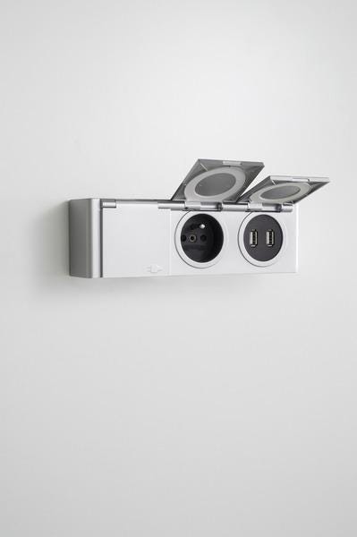 BLOC DOUBLE PRISE ET DOUBLE USB        B2P2UF FOURNIER DELPHA  [B2P2UF]