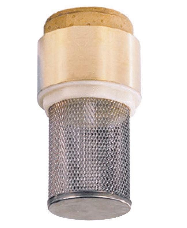 CLAPET CREPINE - CLAPET DE PIED - Femelle - Corps lation - Crépine acier inox - Obturateur nylon - Joint NBR - Montage vertical