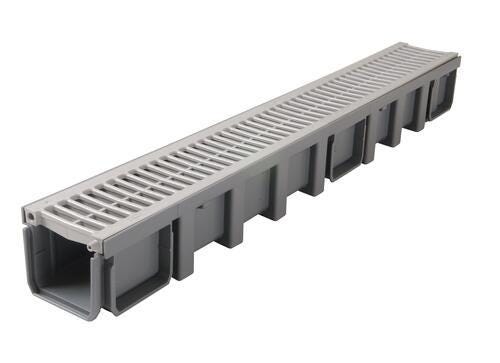 1M CANIVEAU LARG.130 GRILA15 PVC GRIS CAN10AG NICOLL  [CAN10AG]