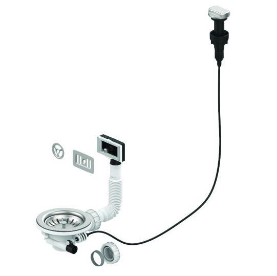 BONDE - Inox-Plastique ø 114 mm - Pour évier inox grès perçage ø 90 mm