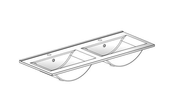 PLAN CERAMIQUE EAZY26 DBLE VASQUE 121CM TK153