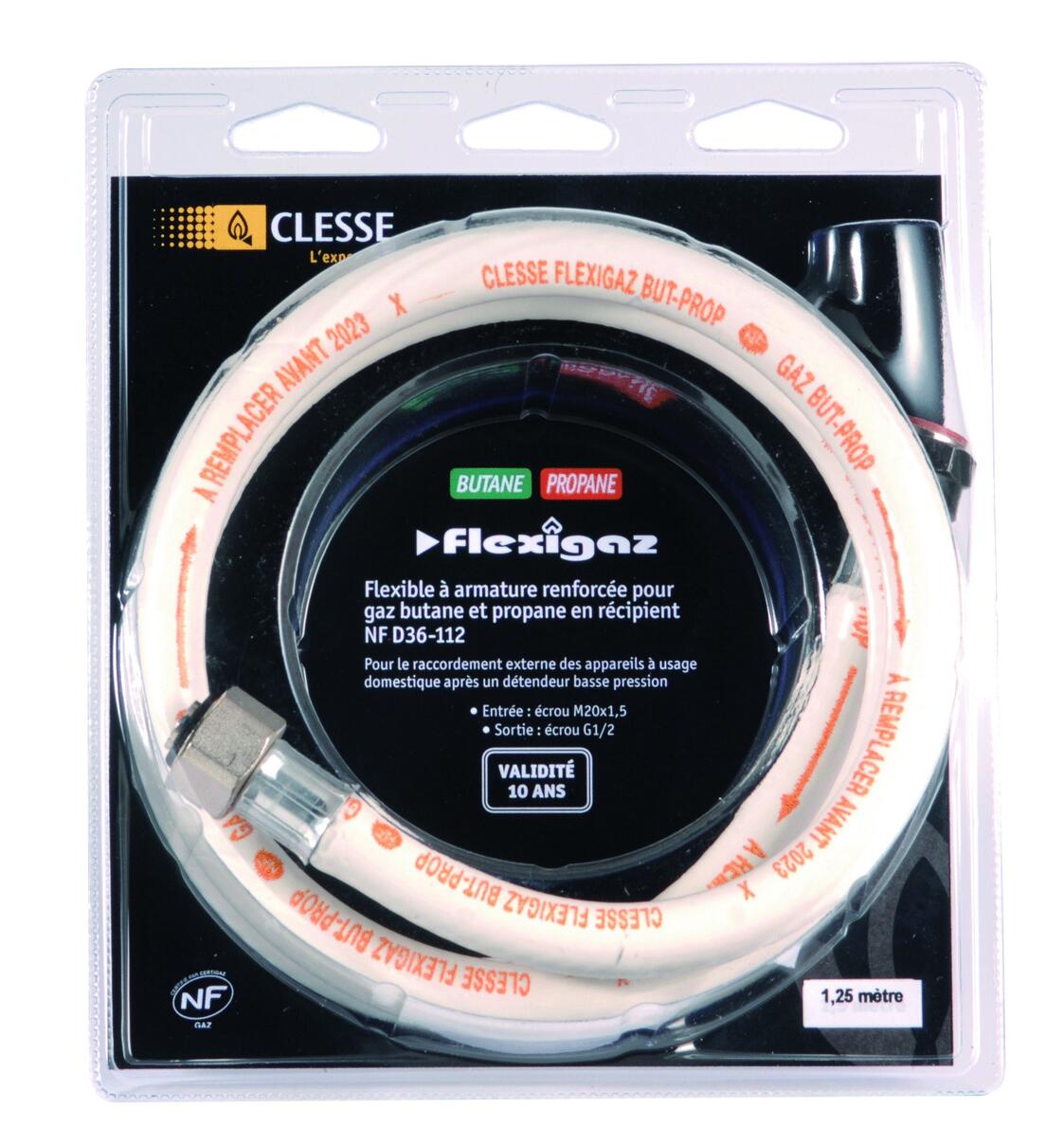 FLEXIBLE GAZ BUTANE ET PROPANE EN RECIPIENT - Flexigaz - Tuyau élastomère à raccord mécaniques
